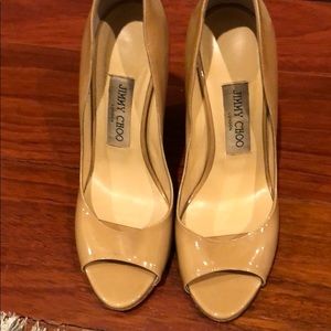 Jimmy Choo nude /gold Biel wedge